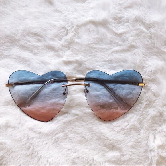 Miley Blue & Pink Gradient Heart Sunglasses - Picture 1 of 10
